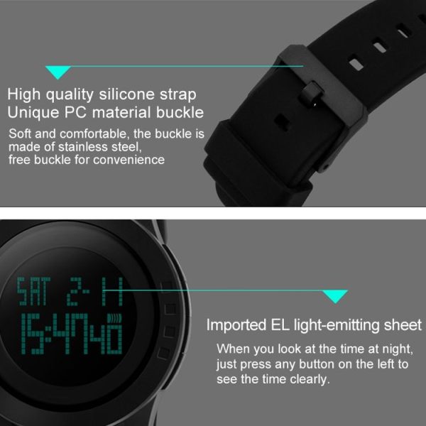 SKMEI 1142 Multifunctional Men Outdoor Sports Noctilucent Waterproof Silica Gel Digital Watch (Green) - Image 6