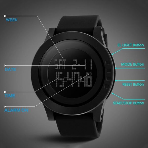 SKMEI 1142 Multifunctional Men Outdoor Sports Noctilucent Waterproof Silica Gel Digital Watch (Green) - Image 7