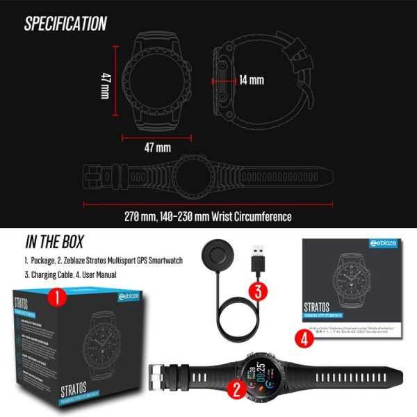 Zeblaze Stratos GPS 1.32 inch Color Touch Screen Bluetooth 5.0 50m Waterproof Smart Watch, Support Sleep Monitor / Heart Rate Monitor / Sports Mode (Blue) - Image 2