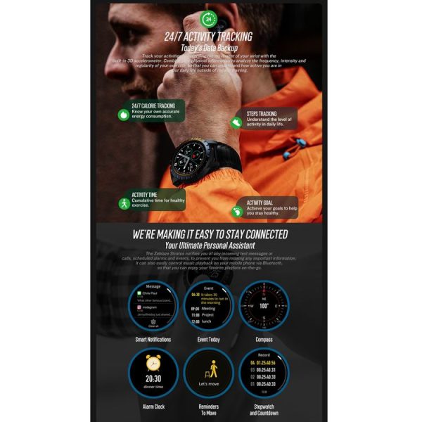 Zeblaze Stratos GPS 1.32 inch Color Touch Screen Bluetooth 5.0 50m Waterproof Smart Watch, Support Sleep Monitor / Heart Rate Monitor / Sports Mode (Blue) - Image 8