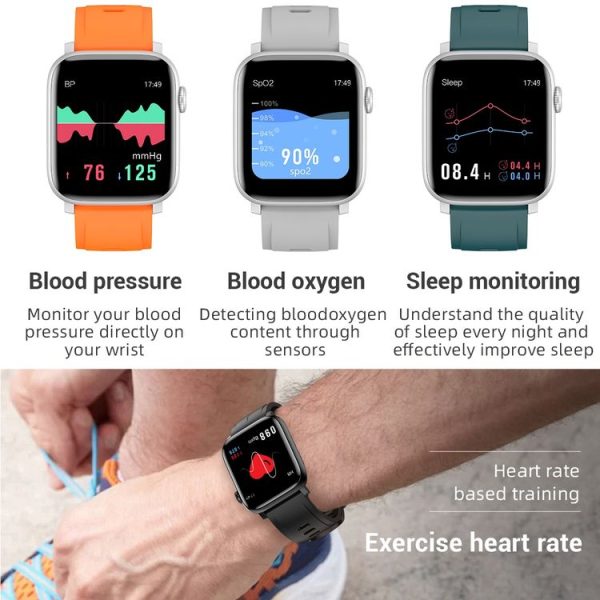 SE02 Bluetooth Smart Sports Watch, Support Heart Rate / Blood Pressure / Blood Oxygen Monitoring & Sleep Monitoring & Sedentary Reminder (Black) - Image 6
