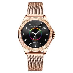 M6003 Stainless Steel Mesh Strap Fashion Smart Watch for Women, Support Heart Rate Monitoring & Pedometer & Sleep Monitoring & Calories (Rose Gold)