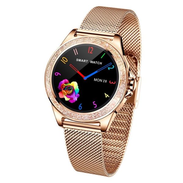 M6003 Stainless Steel Mesh Strap Fashion Smart Watch for Women, Support Heart Rate Monitoring & Pedometer & Sleep Monitoring & Calories (Rose Gold) - Image 2