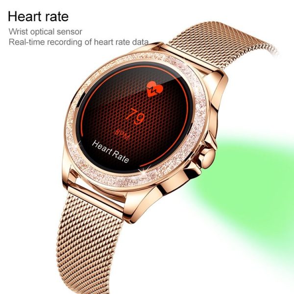 M6003 Stainless Steel Mesh Strap Fashion Smart Watch for Women, Support Heart Rate Monitoring & Pedometer & Sleep Monitoring & Calories (Rose Gold) - Image 3