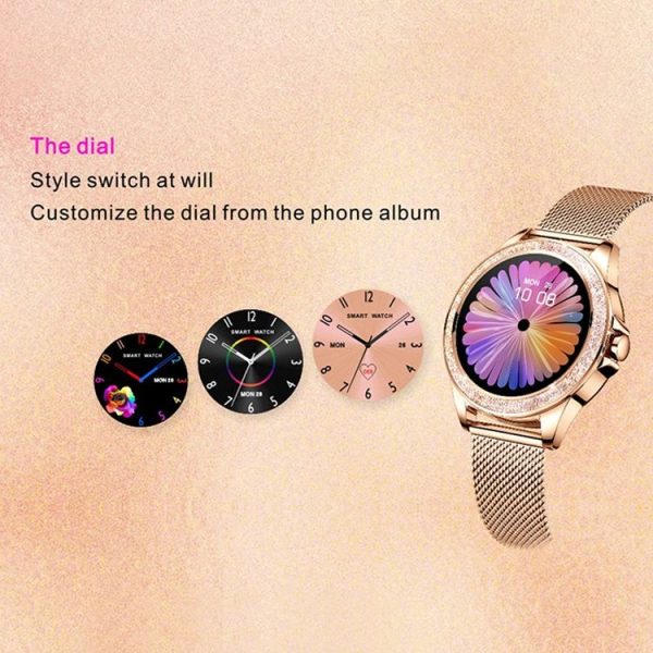 M6003 Stainless Steel Mesh Strap Fashion Smart Watch for Women, Support Heart Rate Monitoring & Pedometer & Sleep Monitoring & Calories (Rose Gold) - Image 4