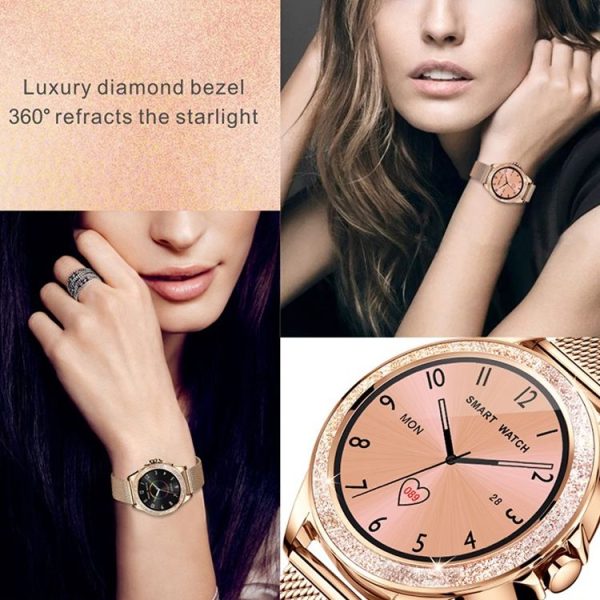M6003 Stainless Steel Mesh Strap Fashion Smart Watch for Women, Support Heart Rate Monitoring & Pedometer & Sleep Monitoring & Calories (Rose Gold) - Image 7