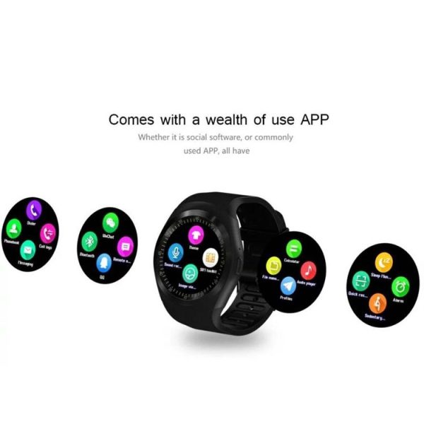 Y1 Round Nano SIM Card Fitness Tracker Smartband Smart Watch, with Whatsapp Facebook, Support Pedometer / Sleep Monitor / Music Control / Remote Camera / Sedentary Reminder (Black) - Image 15