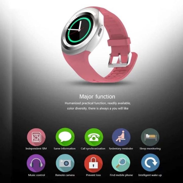 Y1 Round Nano SIM Card Fitness Tracker Smartband Smart Watch, with Whatsapp Facebook, Support Pedometer / Sleep Monitor / Music Control / Remote Camera / Sedentary Reminder (Black) - Image 3