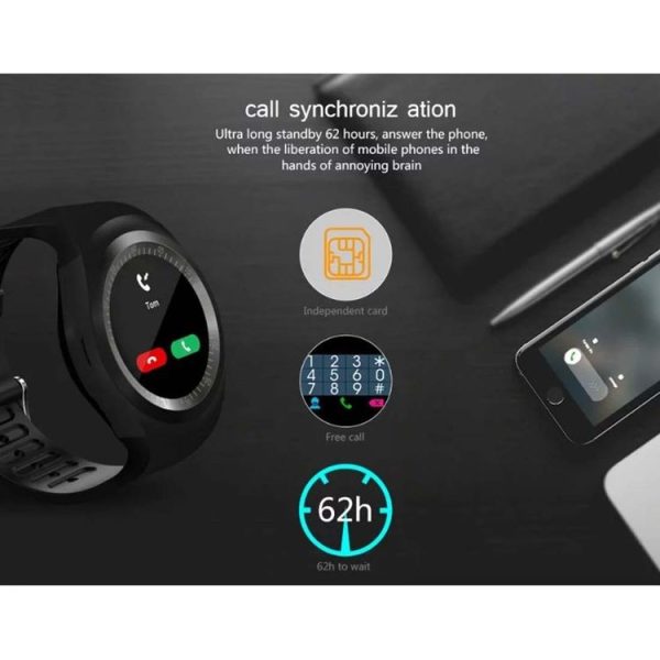 Y1 Round Nano SIM Card Fitness Tracker Smartband Smart Watch, with Whatsapp Facebook, Support Pedometer / Sleep Monitor / Music Control / Remote Camera / Sedentary Reminder (Black) - Image 5