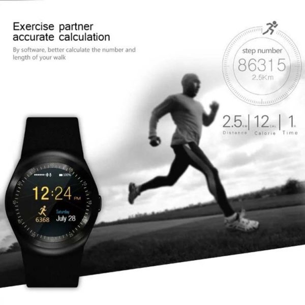 Y1 Round Nano SIM Card Fitness Tracker Smartband Smart Watch, with Whatsapp Facebook, Support Pedometer / Sleep Monitor / Music Control / Remote Camera / Sedentary Reminder (Black) - Image 6