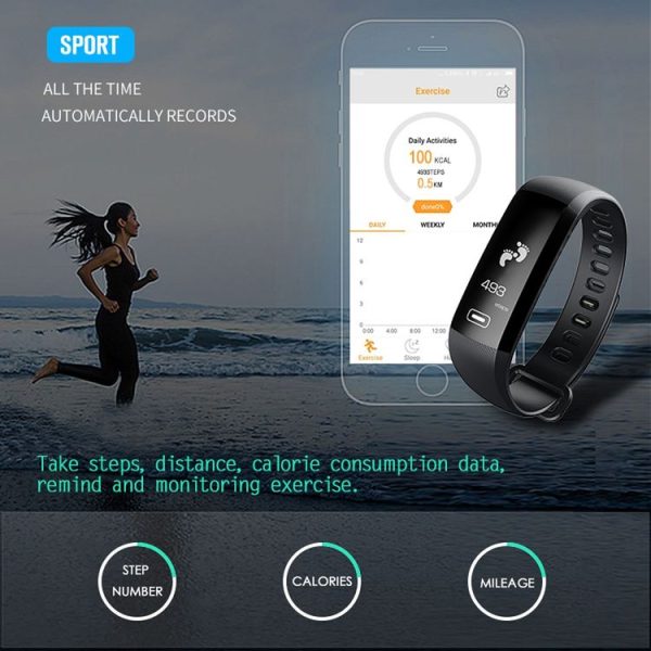 R5 MAX 0.96 inch OLED Touch Screen Display Bluetooth Smart Bracelet, IP67 Waterproof, Support Pedometer / Real-time Heart Rate Monitor / Blood Press Monitor / Blood Oxygen Monitor / Bluetooth Camera / Weather, Compatible with Android and iOS Phones (Blue) - Image 15