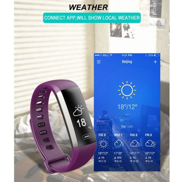 R5 MAX 0.96 inch OLED Touch Screen Display Bluetooth Smart Bracelet, IP67 Waterproof, Support Pedometer / Real-time Heart Rate Monitor / Blood Press Monitor / Blood Oxygen Monitor / Bluetooth Camera / Weather, Compatible with Android and iOS Phones (Blue) - Image 9