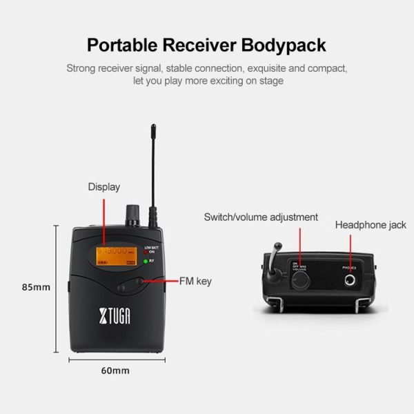 XTUGA IEM1200 Wireless Receiver Bodypack Stage Singer Ear Monitor System - Image 2