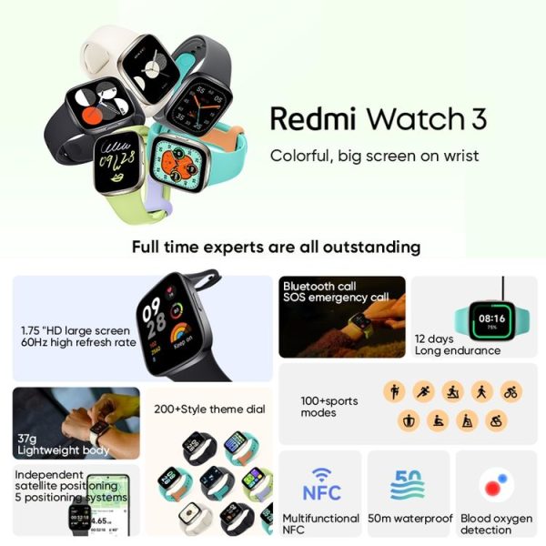 Original Xiaomi Redmi Watch 3, 1.75 inch AMOLED Screen 5 ATM Waterproof, Support Heart Rate Monitor / GPS / 121 Sports Modes (White) - Image 3