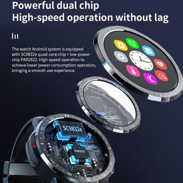 LOKMAT APPLLP 7 4G Call Smart Watch, 1.6 inch SC9832E+PAR2822 Quad Core, 4GB+128GB, Android 9.1, GPS, Heart Rate (Gold) - Image 3