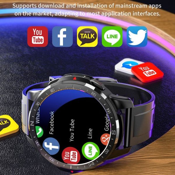 LOKMAT APPLLP 7 4G Call Smart Watch, 1.6 inch SC9832E+PAR2822 Quad Core, 4GB+128GB, Android 9.1, GPS, Heart Rate (Gold) - Image 6