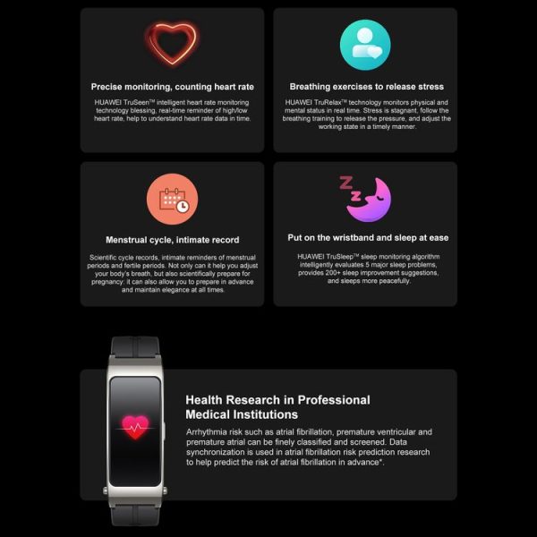 Original Huawei TalkBand B7 Smart Bracelet, 1.53 inch Screen, Support Bluetooth Call / Heart Rate / Blood Oxygen / Sleep Monitoring (Black) - Image 10