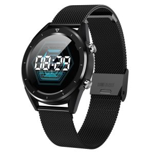 DT28 1.54inch IP68 Waterproof Steel Strap Smartwatch Bluetooth 4.2, Support Incoming Call Reminder / Blood Pressure Monitoring / Watch Payment (Black)