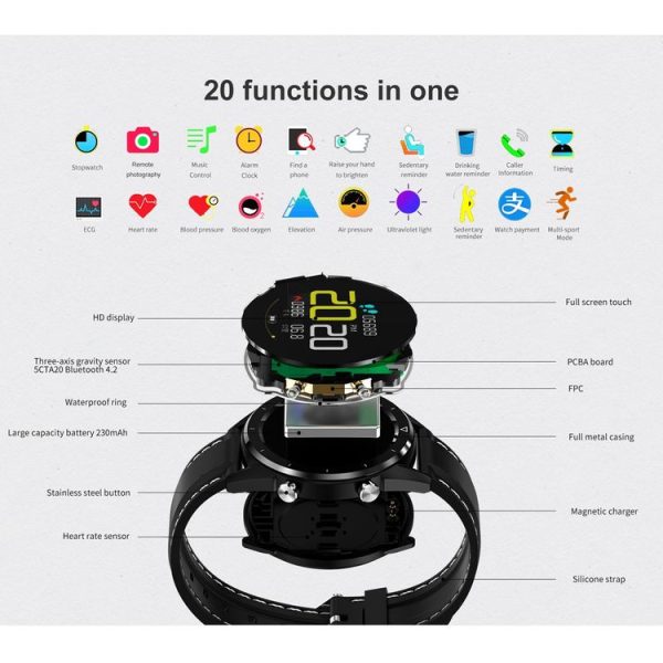 DT28 1.54inch IP68 Waterproof Steel Strap Smartwatch Bluetooth 4.2, Support Incoming Call Reminder / Blood Pressure Monitoring / Watch Payment (Black) - Image 10
