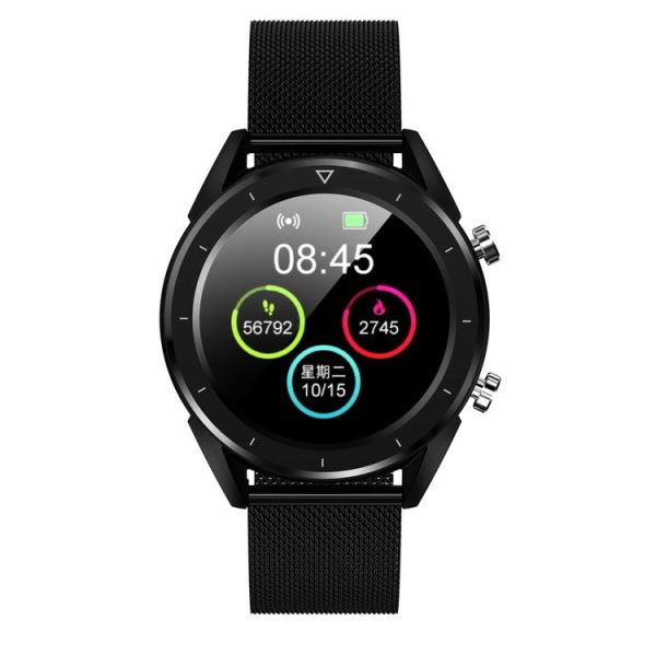 DT28 1.54inch IP68 Waterproof Steel Strap Smartwatch Bluetooth 4.2, Support Incoming Call Reminder / Blood Pressure Monitoring / Watch Payment (Black) - Image 2