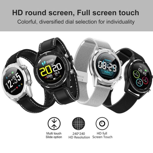 DT28 1.54inch IP68 Waterproof Steel Strap Smartwatch Bluetooth 4.2, Support Incoming Call Reminder / Blood Pressure Monitoring / Watch Payment (Black) - Image 4