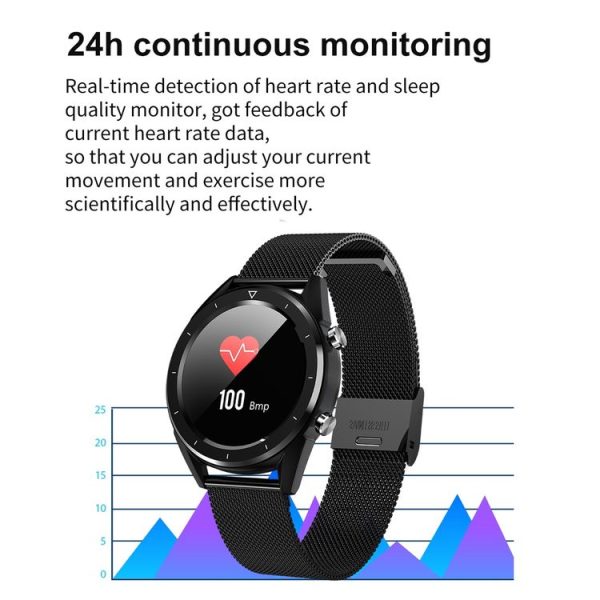 DT28 1.54inch IP68 Waterproof Steel Strap Smartwatch Bluetooth 4.2, Support Incoming Call Reminder / Blood Pressure Monitoring / Watch Payment (Black) - Image 6