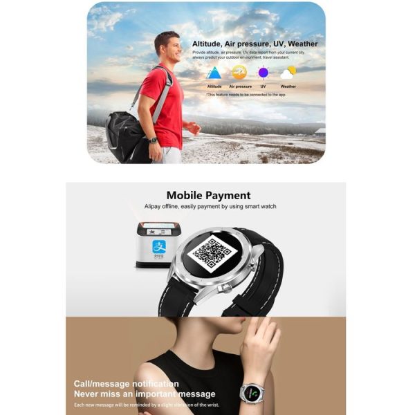 DT28 1.54inch IP68 Waterproof Steel Strap Smartwatch Bluetooth 4.2, Support Incoming Call Reminder / Blood Pressure Monitoring / Watch Payment (Black) - Image 9