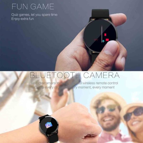 Q8A 0.95 inch OLED Screen Display Steel Strap Bluetooth Smart Watch, IP67 Waterproof, Support Remote Camera / Heart Rate Monitor / Blood Pressure Monitor / Blood Oxygen Monitor, Compatible with Android and iOS Phones (Gold) - Image 7
