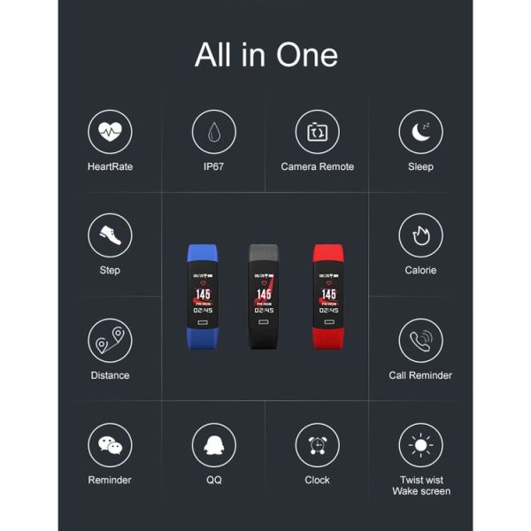 TLW B6 Fitness Tracker 0.96 inch TFT Screen Wristband Smart Bracelet, IP67 Waterproof, Support Sports Mode / Continuous Heart Rate Monitor / Sleep Monitor / Information Reminder (Red) - Image 3
