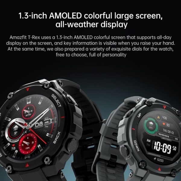 Original Xiaomi Youpin Amazfit T-Rex 1.3 inch AMOLED Screen Bluetooth 5.0 5ATM Waterproof Smart Watch, Support 14 Sport Modes / Heart Rate Monitoring / Sleep Monitoring / GPS Positioning (Grey) - Image 10