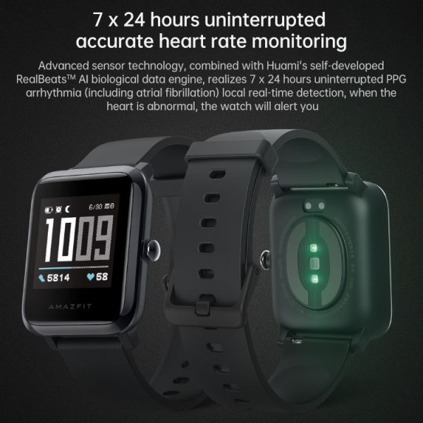 Original Xiaomi Youpin Amazfit Health 1.28 inch Color Screen Bluetooth 5.0 3ATM Waterproof Smart Watch, Support ECG Measurement / Heart Rate Monitoring / Sleep Monitoring (Black) - Image 5