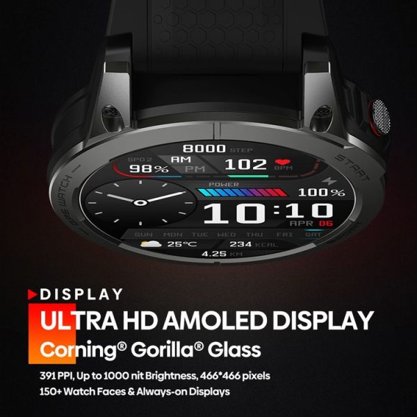 Zeblaze Stratos 3 1.43 inch AMOLED Screen IP68 Waterproof Smart Watch, Support Bluetooth Call / GPS (Black) - Image 4