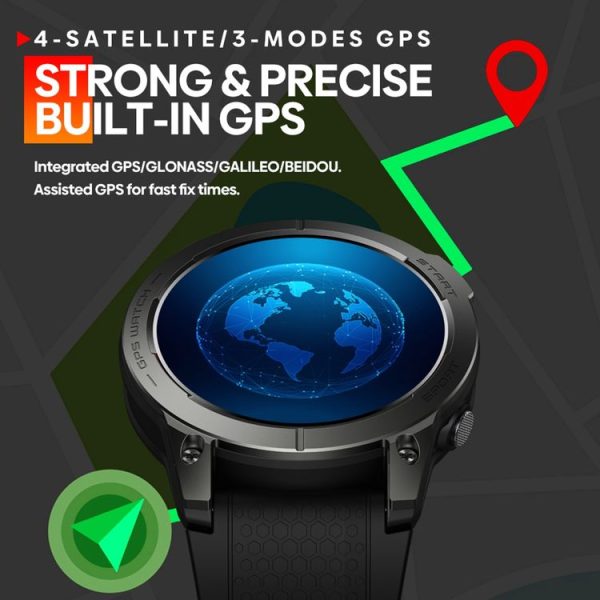 Zeblaze Stratos 3 1.43 inch AMOLED Screen IP68 Waterproof Smart Watch, Support Bluetooth Call / GPS (Black) - Image 5
