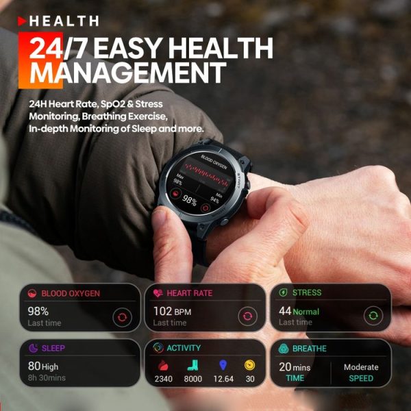 Zeblaze Stratos 3 1.43 inch AMOLED Screen IP68 Waterproof Smart Watch, Support Bluetooth Call / GPS (Black) - Image 7