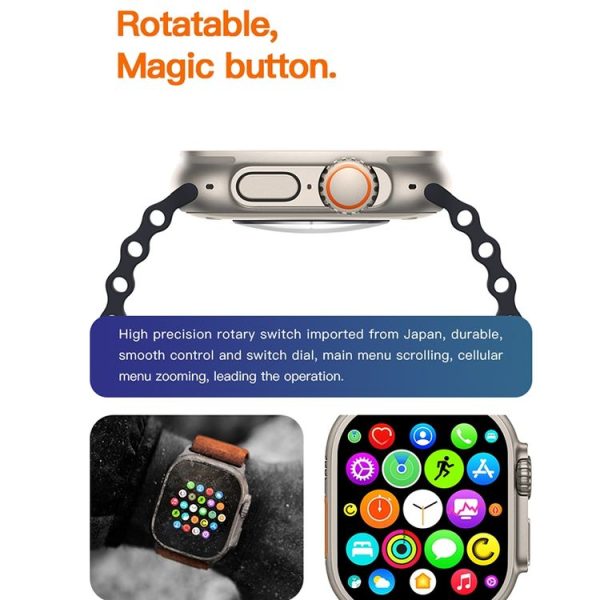 T800 Ultra 1.99 inch Silicone Band Smart Watch Support Heart Rate / ECG (Black) - Image 5