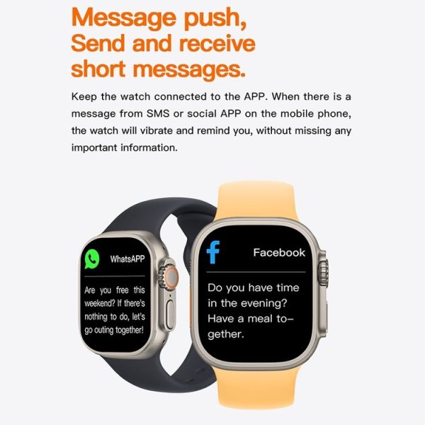 T800 Ultra 1.99 inch Silicone Band Smart Watch Support Heart Rate / ECG (Black) - Image 6