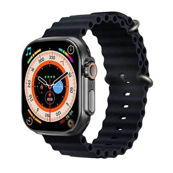 T800 Ultra 1.99 inch Ocean Silicone Band Smart Watch Support Heart Rate / ECG (Black)