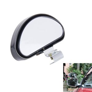 Rear View Blind Spot Mirror Universal Adjustable Wide Angle Auxiliary Mirror (Black)