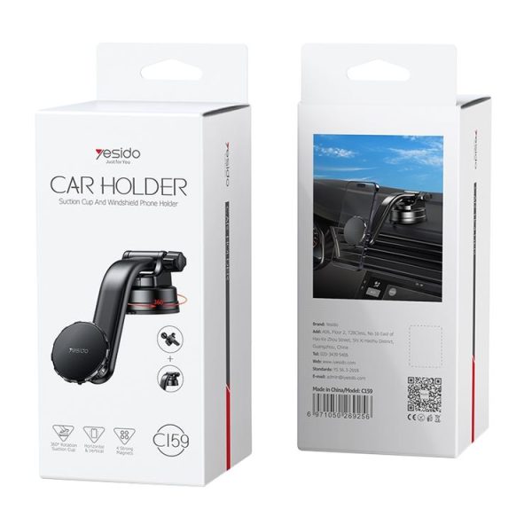 Yesido C159 Suction Cup Type Magnetic Car Phone Holder Set (Black) - Image 11