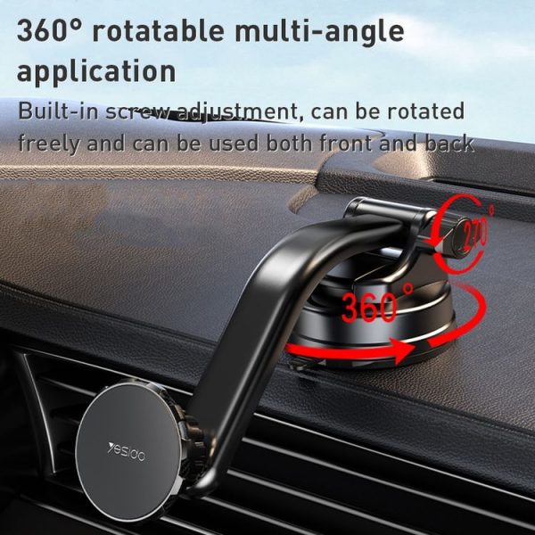 Yesido C159 Suction Cup Type Magnetic Car Phone Holder Set (Black) - Image 7