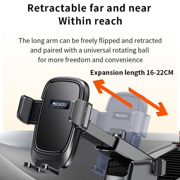 Yesido C262 Suction Cup Retractable Adjustable Car Phone Holder - Image 3