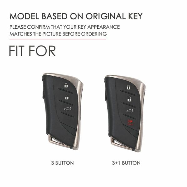 Lexus 3-button Hallmo Car Cowhide Leather Key Protective Cover Key Case (Black) - Image 4