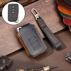 Lexus 3-button Hallmo Car Cowhide Leather Key Protective Cover Key Case (Black)