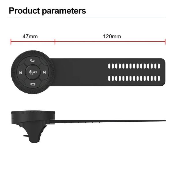 Universal Strap Shape Steering Wheel Remote Control Car Multimedia Wireless Button Remote Control (Black) - Image 3