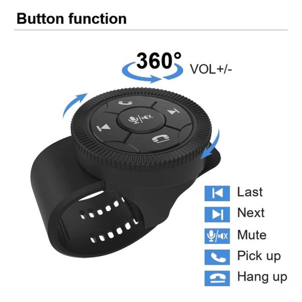 Universal Strap Shape Steering Wheel Remote Control Car Multimedia Wireless Button Remote Control (Black) - Image 4