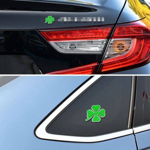 2pcs Four Leaf Clover Luck Symbol Badge Labeling Sticker Styling Car Decoration, Size: 2x2x0.2cm - Image 7