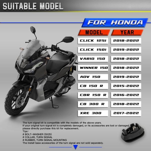 2pcs For Honda RS150 XRE300 CRF300 X-ADV Motorcycles LED Turn Signal Light (Black) - Image 10
