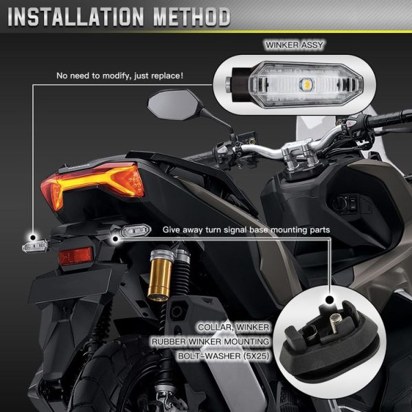 2pcs For Honda RS150 XRE300 CRF300 X-ADV Motorcycles LED Turn Signal Light (Black) - Image 9