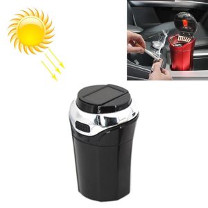 N12E Car Creative Ashtray Solar Power With Light And Cover With Cigarette Liighter (Black)