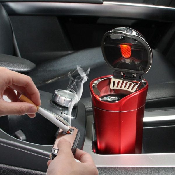 N12E Car Creative Ashtray Solar Power With Light And Cover With Cigarette Liighter (Black) - Image 10